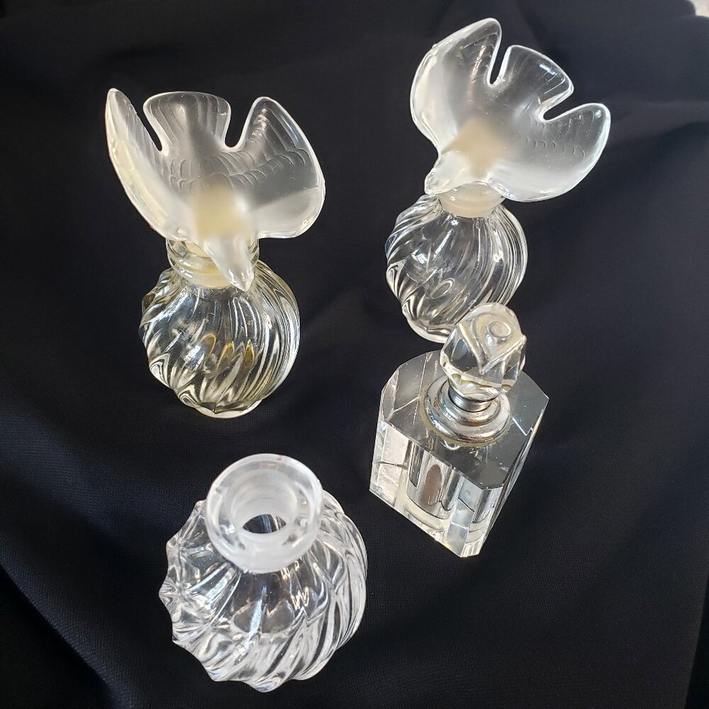 Vintage Lalique France Nina Ricci Vintage Dove + Rosebud Perfume Bottle Bundle